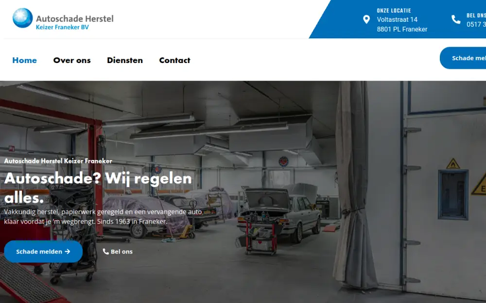 Website van Keizer Autoschade