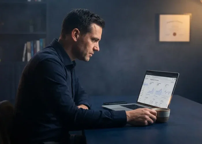 Statistieken van een Google Bedrijfsprofiel op een laptop